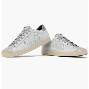 P448 Woman’s John Sneaker Kale Bia Leather Lace Up Shoe White Tan Unisex 41 10